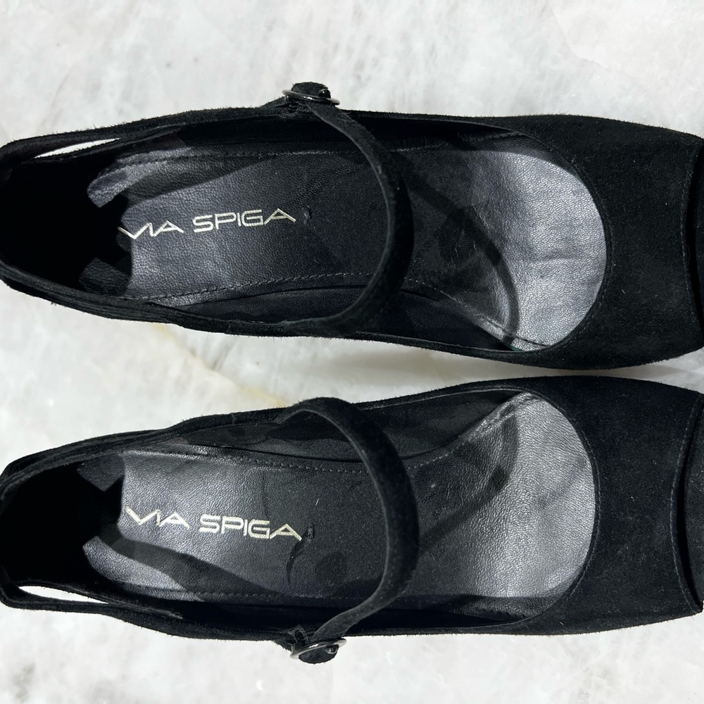 Via Spiga Open toe Mary Jane suede stiletto size 36